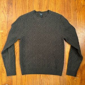 Todd Snyder Army Green Cable Knit Merino Wool Sweater Size Small